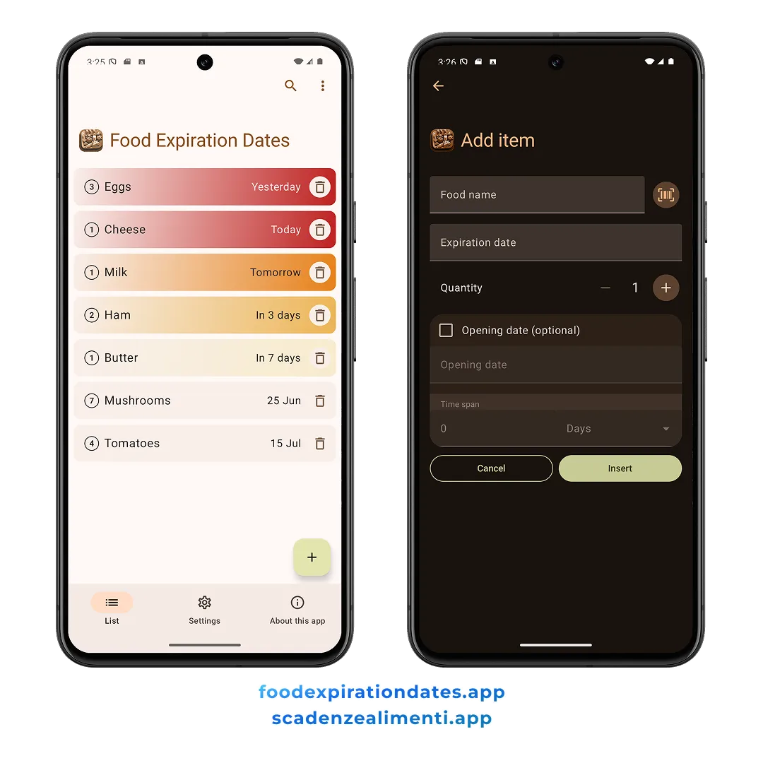 Screenshot of the app