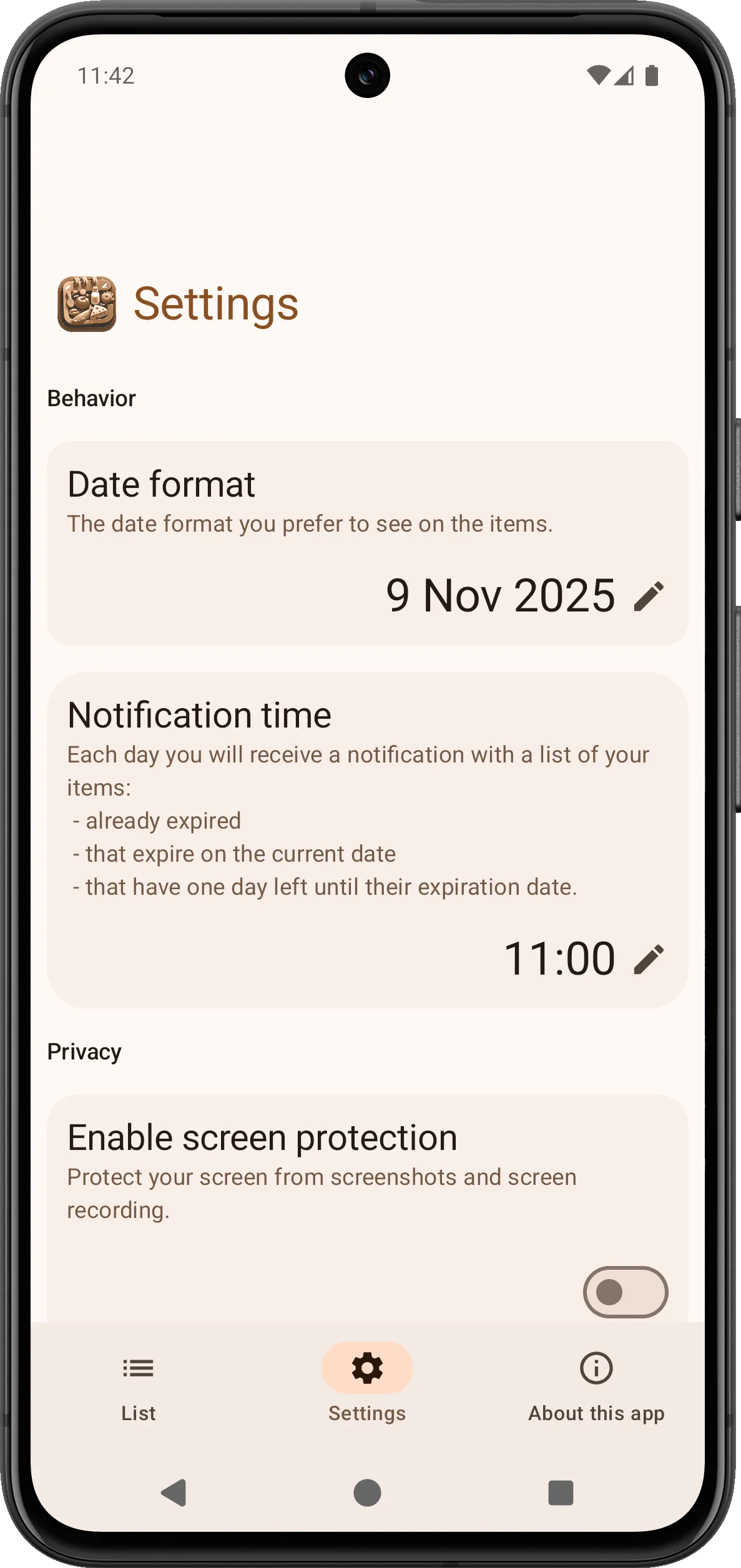 New style of notification date and time format settings